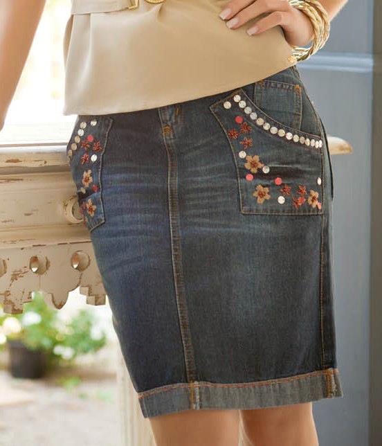 Saia Jeans bordada_ClosetZoe Moda Feminina