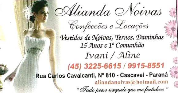 ALIANDA NOIVAS CONFECÇÕES E LOCAÇÕES