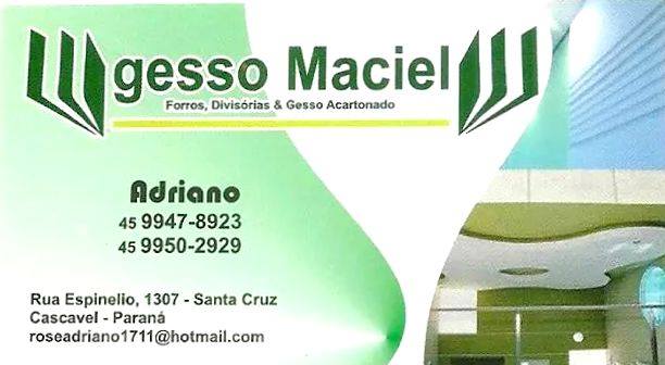 GESSO MACIEL FORROS, DIVISÓRIAS & GESSO ACARTONADO