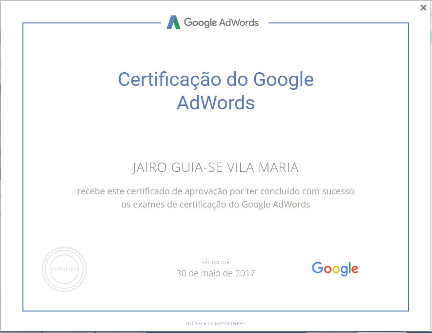 Certificado Google Adwords - Jairo